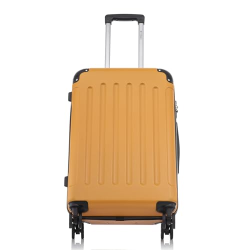 yonsly Koffer Suitcase XL Orange, Trolley Reisekoffer, Rollkoffer Handgepäck mit 4 Rollen 360°, ABS Hartschalen, Sicherheitsschloss, Weicher Gummigriff, 210D-Futter
