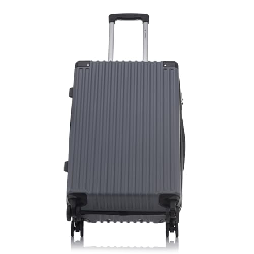 yonsly Trolley Reisekoffer Suitcase, Rollkoffer Handgepäck ABS Hartschalen mit 4 Rollen 360°, Sicherheitsschloss, Weicher Gummigriff, 210D-Futter (XL, Grau)