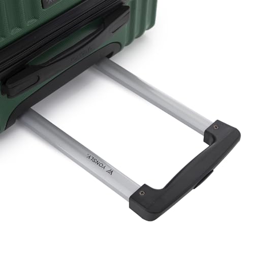 yonsly Trolley Reisekoffer Suitcase Set, Rollkoffer Handgepäck ABS Hartschalen mit 4 Rollen 360°, Sicherheitsschloss, Weicher Gummigriff, 210D-Futter (4er Set, S,M,L&XL, Dunkelgrün)