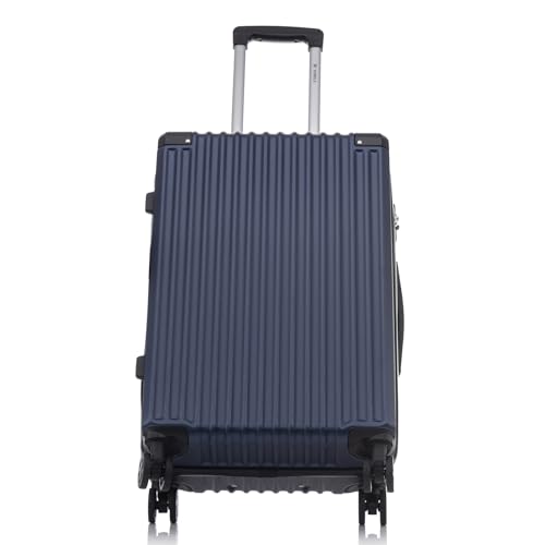 yonsly Trolley Reisekoffer Suitcase, Rollkoffer Handgepäck ABS Hartschalen mit 4 Rollen 360°, Sicherheitsschloss, Weicher Gummigriff, 210D-Futter (L, Dunkelblau)