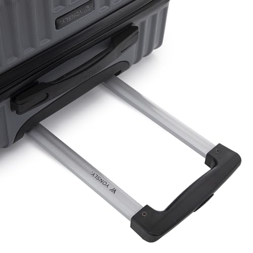 yonsly Trolley Reisekoffer Suitcase, Rollkoffer Handgepäck ABS Hartschalen mit 4 Rollen 360°, Sicherheitsschloss, Weicher Gummigriff, 210D-Futter (XL, Grau)