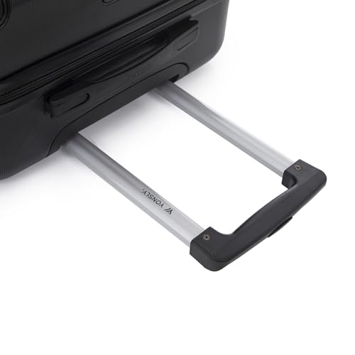 yonsly Koffer Suitcase M Schwarz, Trolley Reisekoffer, Rollkoffer Handgepäck mit 4 Rollen 360°, ABS Hartschalen, Sicherheitsschloss, Weicher Gummigriff, 210D-Futter