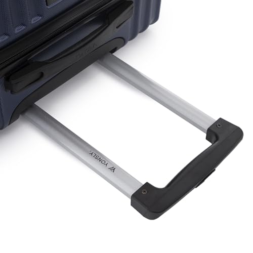 yonsly Trolley Reisekoffer Suitcase, Rollkoffer Handgepäck ABS Hartschalen mit 4 Rollen 360°, Sicherheitsschloss, Weicher Gummigriff, 210D-Futter (L, Dunkelblau)