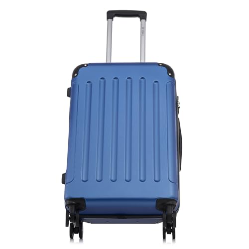yonsly Koffer Suitcase M Saphirblau, Trolley Reisekoffer, Rollkoffer Handgepäck mit 4 Rollen 360°, ABS Hartschalen, Sicherheitsschloss, Weicher Gummigriff, 210D-Futter