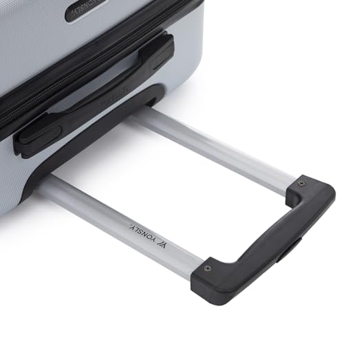 yonsly Koffer Suitcase Set, Trolley Reisekoffer, Rollkoffer Handgepäck mit 4 Rollen 360°, ABS Hartschalen, Sicherheitsschloss, Weicher Gummigriff, 210D-Futter (4er Set, S,M,L&XL, Silber)