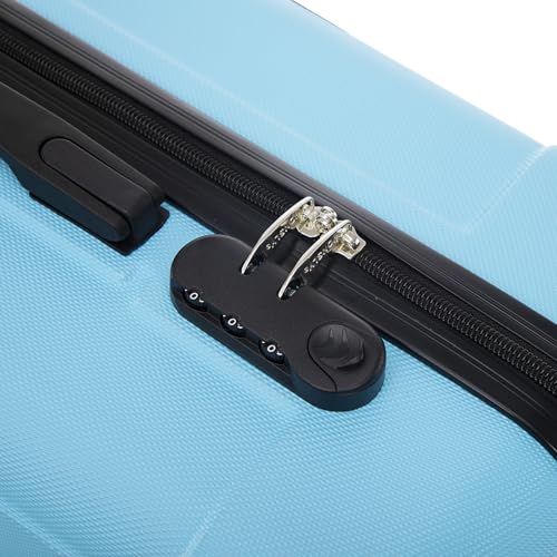 yonsly Koffer Suitcase XL Hellblau, Trolley Reisekoffer, Rollkoffer Handgepäck mit 4 Rollen 360°, ABS Hartschalen, Sicherheitsschloss, Weicher Gummigriff, 210D-Futter