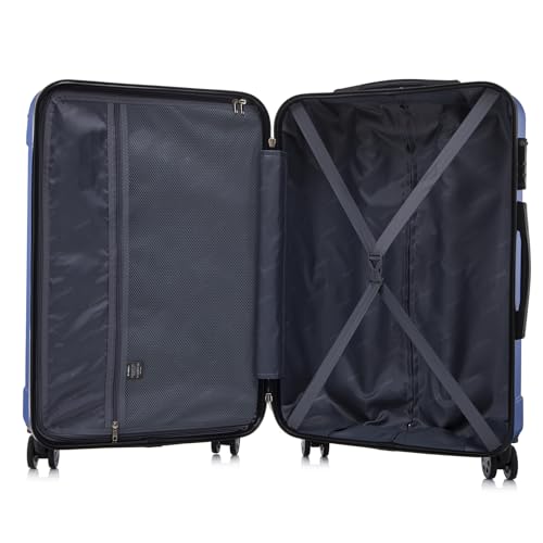 yonsly Koffer Suitcase Set, Trolley Reisekoffer, Rollkoffer Handgepäck mit 4 Rollen 360°, ABS Hartschalen, Sicherheitsschloss, Weicher Gummigriff, 210D-Futter (4er Set, S,M,L&XL, Saphirblau)