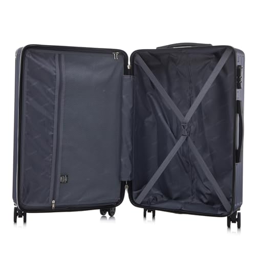 yonsly Trolley Reisekoffer Suitcase, Rollkoffer Handgepäck ABS Hartschalen mit 4 Rollen 360°, Sicherheitsschloss, Weicher Gummigriff, 210D-Futter (L, Dunkelblau)
