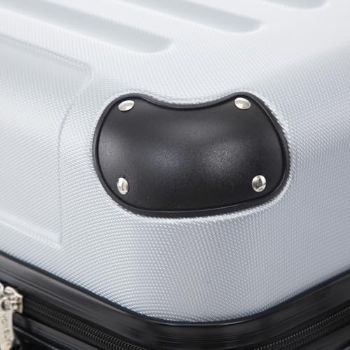 yonsly Koffer Suitcase Set, Trolley Reisekoffer, Rollkoffer Handgepäck mit 4 Rollen 360°, ABS Hartschalen, Sicherheitsschloss, Weicher Gummigriff, 210D-Futter (4er Set, S,M,L&XL, Silber)