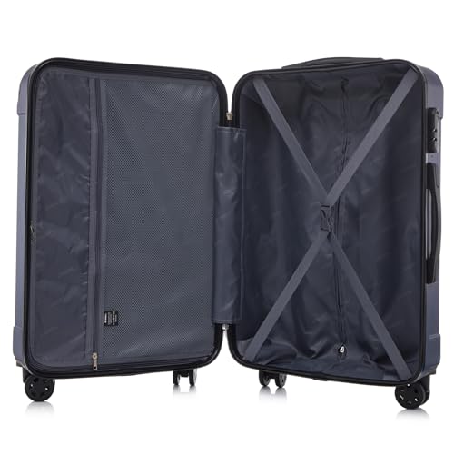 yonsly Koffer Suitcase XL Dunkelblau, Trolley Reisekoffer, Rollkoffer Handgepäck mit 4 Rollen 360°, ABS Hartschalen, Sicherheitsschloss, Weicher Gummigriff, 210D-Futter