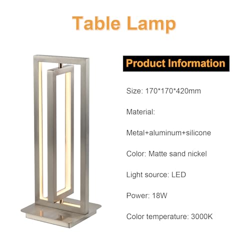 LQWELL® Tischlampe, Modern Minimalistisch Tischleuchte Mattes Sandnickel, LED Nachttischlampe, Metall Schreibtischlampe Esstischlampe für Schlafzimmer Wohnzimmer