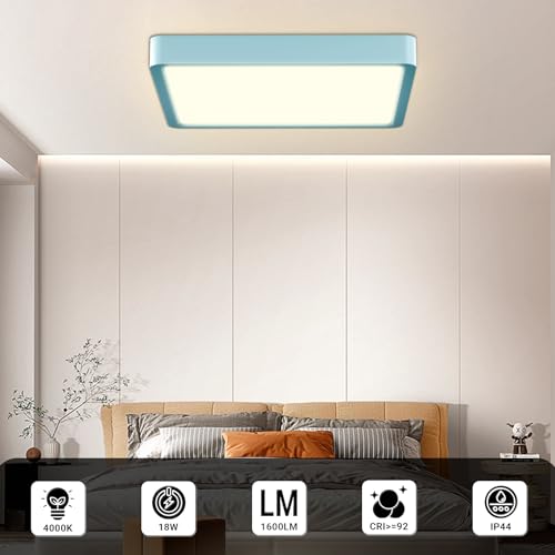 LQWELL® Ceiling Light LED Ceiling Lamp, IP44 Waterproof Bathroom Lamp Square Flat 18W 4000K 1600LM Modern Simple Lamp Thin for Living Room Bathroom Bedroom Kitchen Hallway Basement Office, 220 * 24mm
