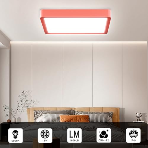LQWELL® Ceiling Light LED Ceiling Lamp, IP44 Waterproof Bathroom Lamp Square Flat 18W 6000K 1600LM Modern Simple Lamp Thin for Living Room Bathroom Bedroom Kitchen Hallway Basement Office, 220 * 24mm