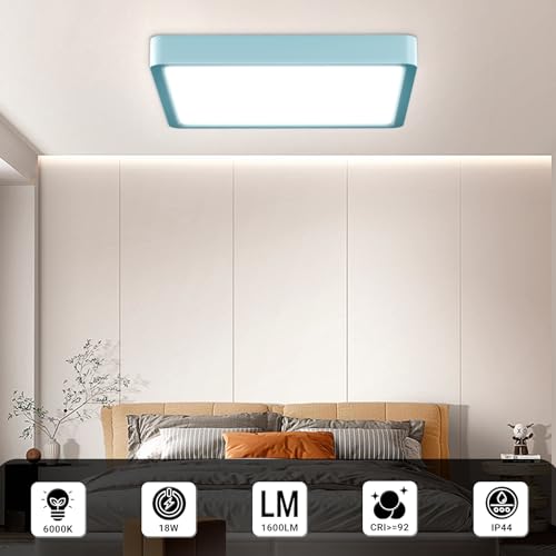 LQWELL® Ceiling Light LED Ceiling Lamp, IP44 Waterproof Bathroom Lamp Square Flat 18W 6000K 1600LM Modern Simple Lamp Thin for Living Room Bathroom Bedroom Kitchen Hallway Basement Office, 220 * 24mm