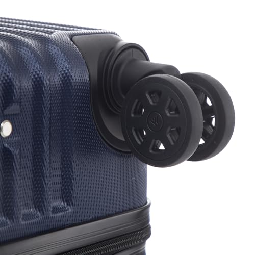 yonsly Trolley Reisekoffer Suitcase, Rollkoffer Handgepäck ABS Hartschalen mit 4 Rollen 360°, Sicherheitsschloss, Weicher Gummigriff, 210D-Futter (L, Dunkelblau)