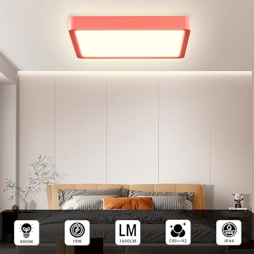 LQWELL® Ceiling Light LED Ceiling Lamp, IP44 Waterproof Bathroom Lamp Square Flat 18W 4000K 1600LM Modern Simple Lamp Thin for Living Room Bathroom Bedroom Kitchen Hallway Basement Office, 220 * 24mm