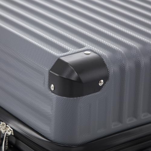 yonsly Trolley Reisekoffer Suitcase, Rollkoffer Handgepäck ABS Hartschalen mit 4 Rollen 360°, Sicherheitsschloss, Weicher Gummigriff, 210D-Futter (XL, Grau)