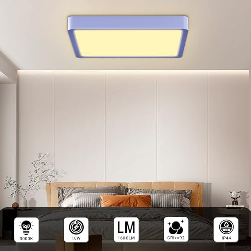 LQWELL® Ceiling Light LED Ceiling Lamp, IP44 Waterproof Bathroom Lamp Square Flat 18W 3000K 1600LM Modern Simple Lamp Thin for Living Room Bathroom Bedroom Kitchen Hallway Basement Office, 220 * 24mm