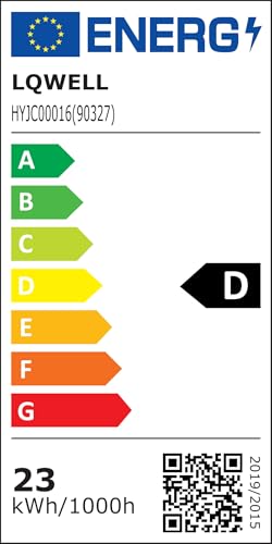 EU-Energieeffizienzlabel für LQWELL LED-Deckenleuchte, Klasse D, 23 kWh/1000 h
