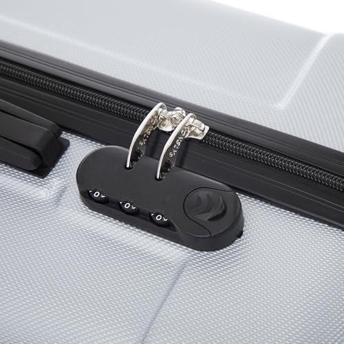 yonsly Koffer Suitcase Set, Trolley Reisekoffer, Rollkoffer Handgepäck mit 4 Rollen 360°, ABS Hartschalen, Sicherheitsschloss, Weicher Gummigriff, 210D-Futter (4er Set, S,M,L&XL, Silber)