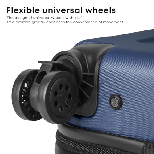 yonsly® Koffer Suitcase Set, Trolley Reisekoffer, Rollkoffer Handgepäck mit 4 Rollen 360°, ABS Hartschalen, Sicherheitsschloss, Weicher Gummigriff, 210D-Futter (4er Set, S,M,L&XL, Blau)