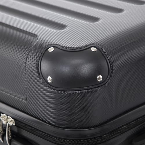 yonsly Koffer Suitcase M Schwarz, Trolley Reisekoffer, Rollkoffer Handgepäck mit 4 Rollen 360°, ABS Hartschalen, Sicherheitsschloss, Weicher Gummigriff, 210D-Futter