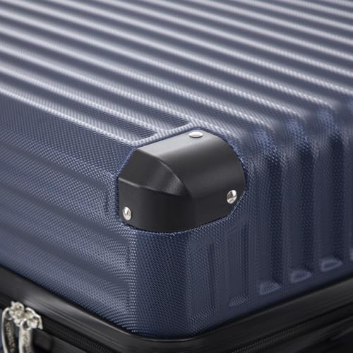 yonsly Trolley Reisekoffer Suitcase, Rollkoffer Handgepäck ABS Hartschalen mit 4 Rollen 360°, Sicherheitsschloss, Weicher Gummigriff, 210D-Futter (L, Dunkelblau)
