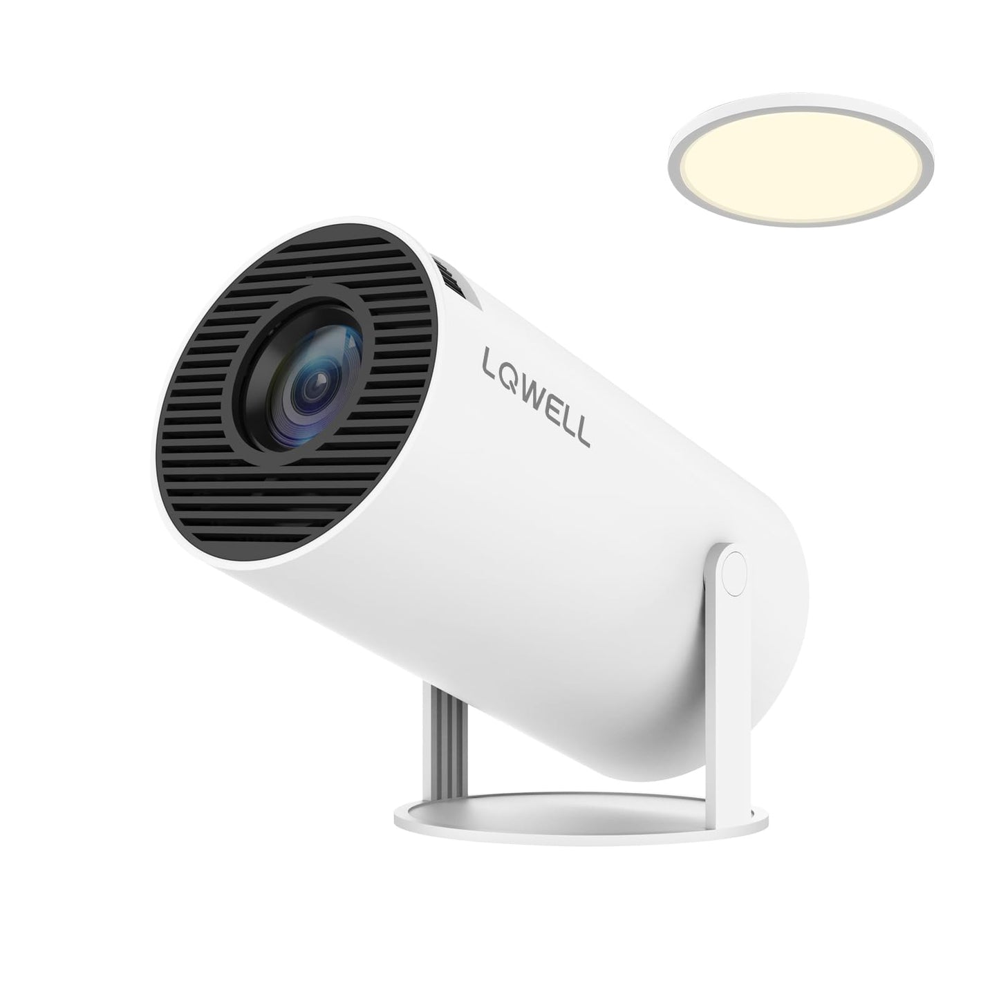 LQWELL HY300 PRO Mini Beamer + Deckenleuchte Kombination, 4K 1080P Unterstützung, Android 11, kabellose Projektion, unterstützt Airplay Miracast, mit WiFi Bluetooth, tragbarer Projektor