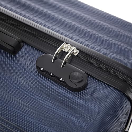 yonsly Trolley Reisekoffer Suitcase, Rollkoffer Handgepäck ABS Hartschalen mit 4 Rollen 360°, Sicherheitsschloss, Weicher Gummigriff, 210D-Futter (L, Dunkelblau)