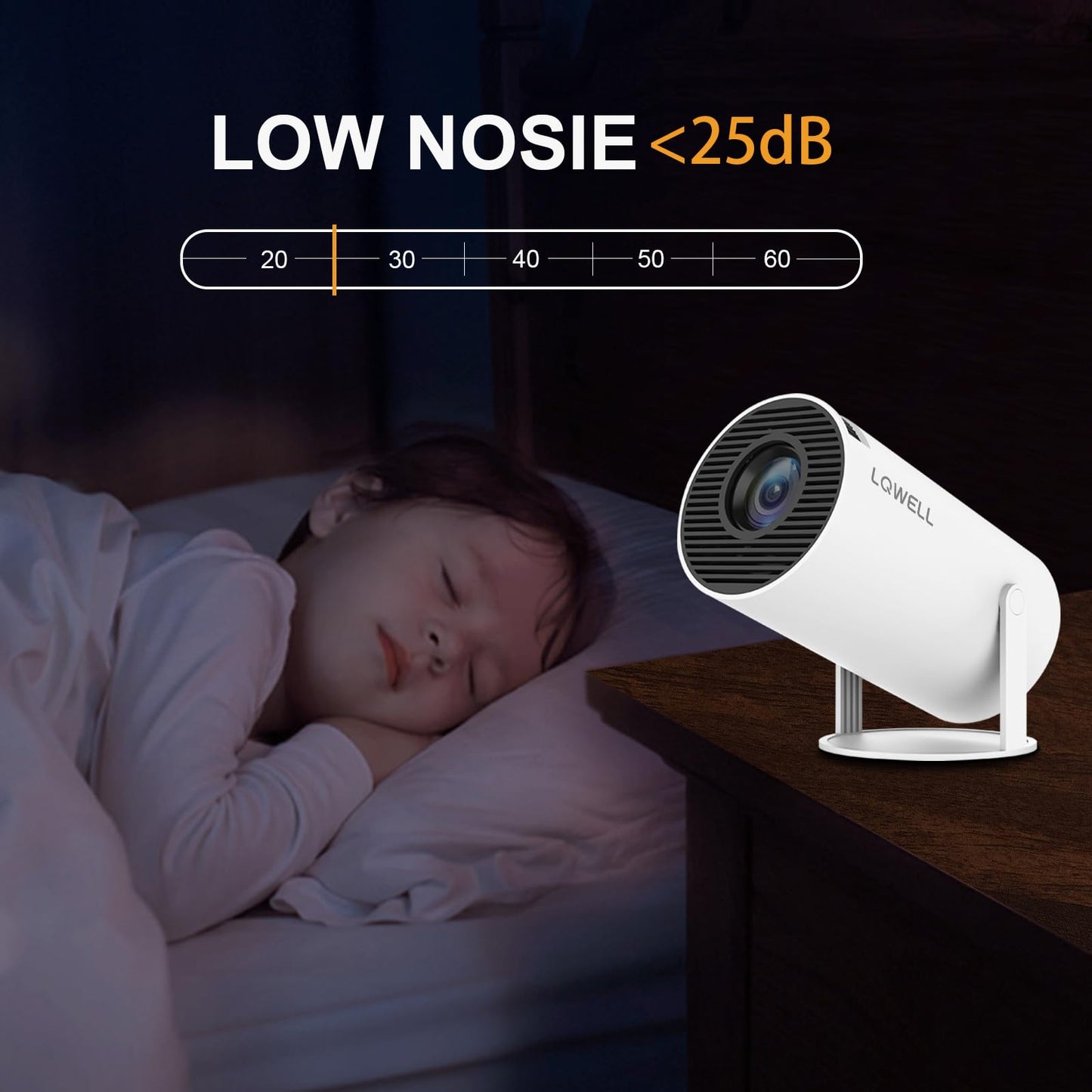 LQWELL HY300 Mini Beamer, Native 720P, 4K 1080P Unterstützung, mit Android 11, WiFi 6, Bluetooth 5.0, unterstützt Airplay & Miracast, tragbarer Heim- und Outdoor-Projektor, für Android/iPhone/PC/Mac