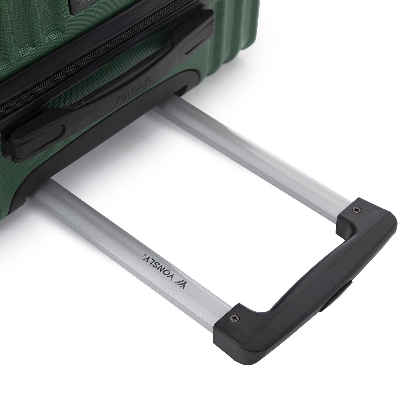 yonsly Trolley Reisekoffer Suitcase, Rollkoffer Handgepäck ABS Hartschalen mit 4 Rollen 360°, Sicherheitsschloss, Weicher Gummigriff, 210D-Futter (L, Dunkelgrün)