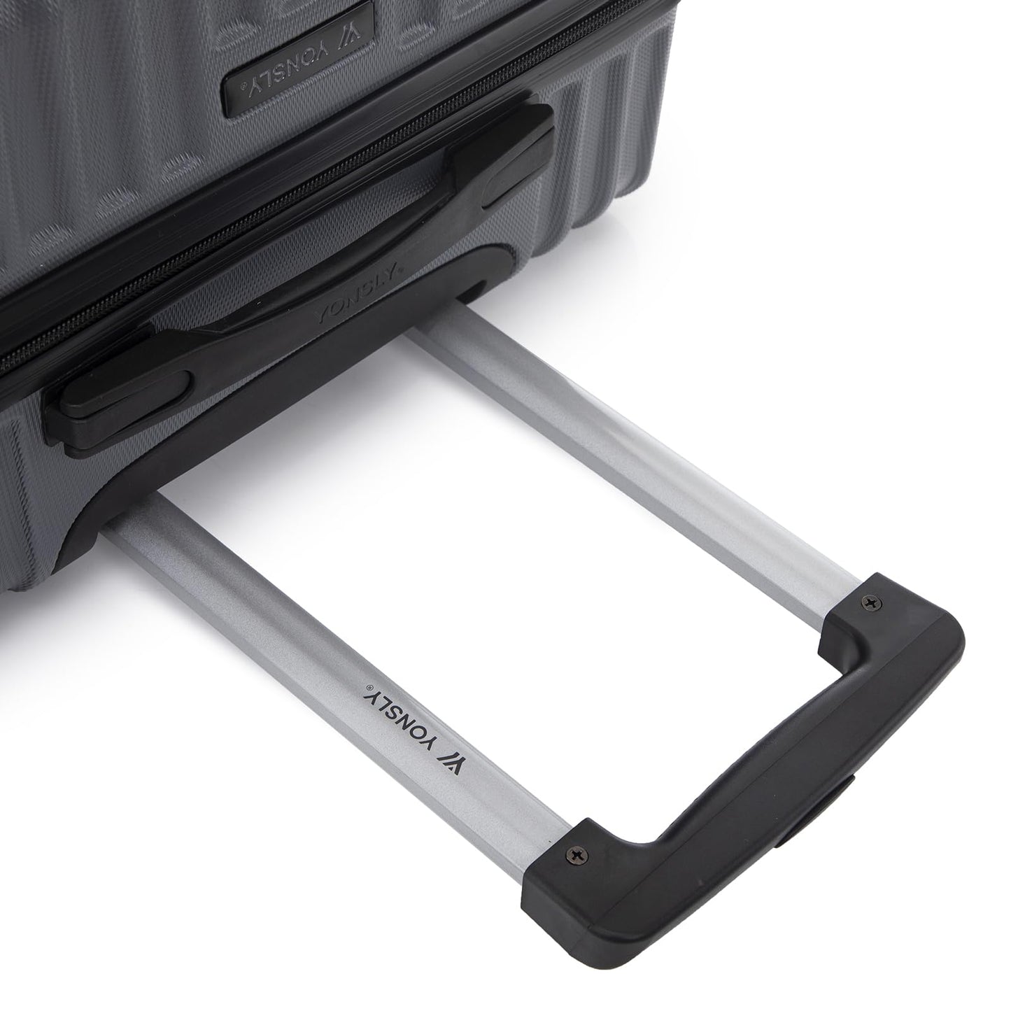 yonsly Trolley Reisekoffer Suitcase, Rollkoffer Handgepäck ABS Hartschalen mit 4 Rollen 360°, Sicherheitsschloss, Weicher Gummigriff, 210D-Futter (S, Grau)
