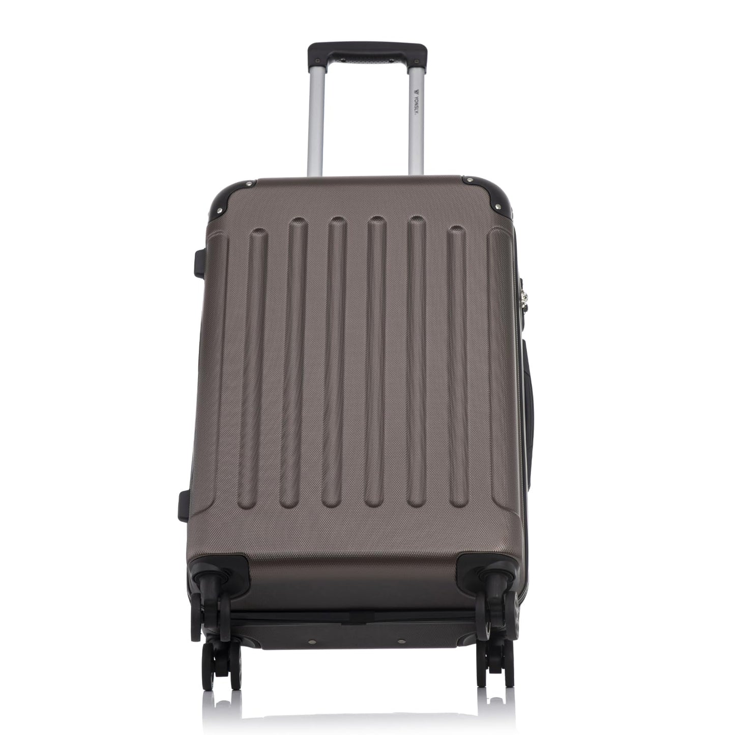 yonsly Koffer Suitcase XL Braun, Trolley Reisekoffer, Rollkoffer Handgepäck mit 4 Rollen 360°, ABS Hartschalen, Sicherheitsschloss, Weicher Gummigriff, 210D-Futter