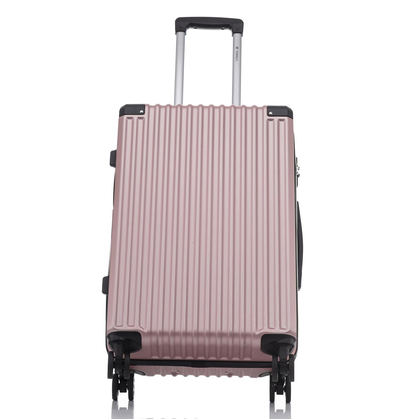 yonsly Trolley Reisekoffer Suitcase, Rollkoffer Handgepäck ABS Hartschalen mit 4 Rollen 360°, Sicherheitsschloss, Weicher Gummigriff, 210D-Futter (XL, Roségold)