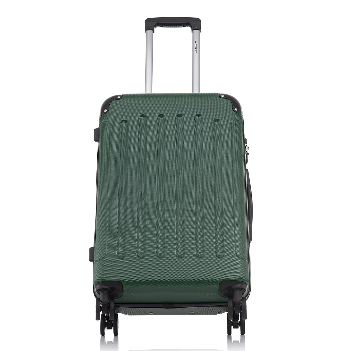 yonsly Koffer Suitcase XL Dunkelgrün, Trolley Reisekoffer, Rollkoffer Handgepäck mit 4 Rollen 360°, ABS Hartschalen, Sicherheitsschloss, Weicher Gummigriff, 210D-Futter