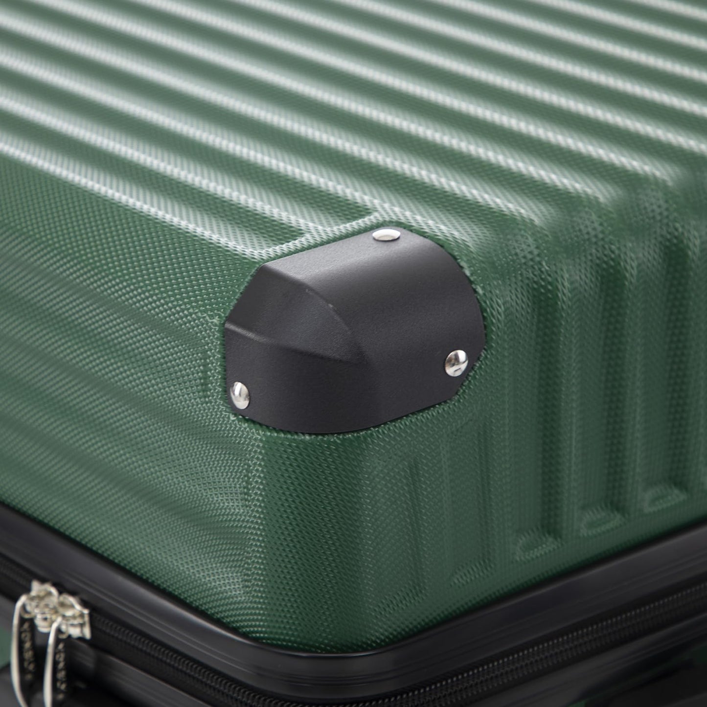 yonsly Trolley Reisekoffer Suitcase, Rollkoffer Handgepäck ABS Hartschalen mit 4 Rollen 360°, Sicherheitsschloss, Weicher Gummigriff, 210D-Futter (L, Dunkelgrün)