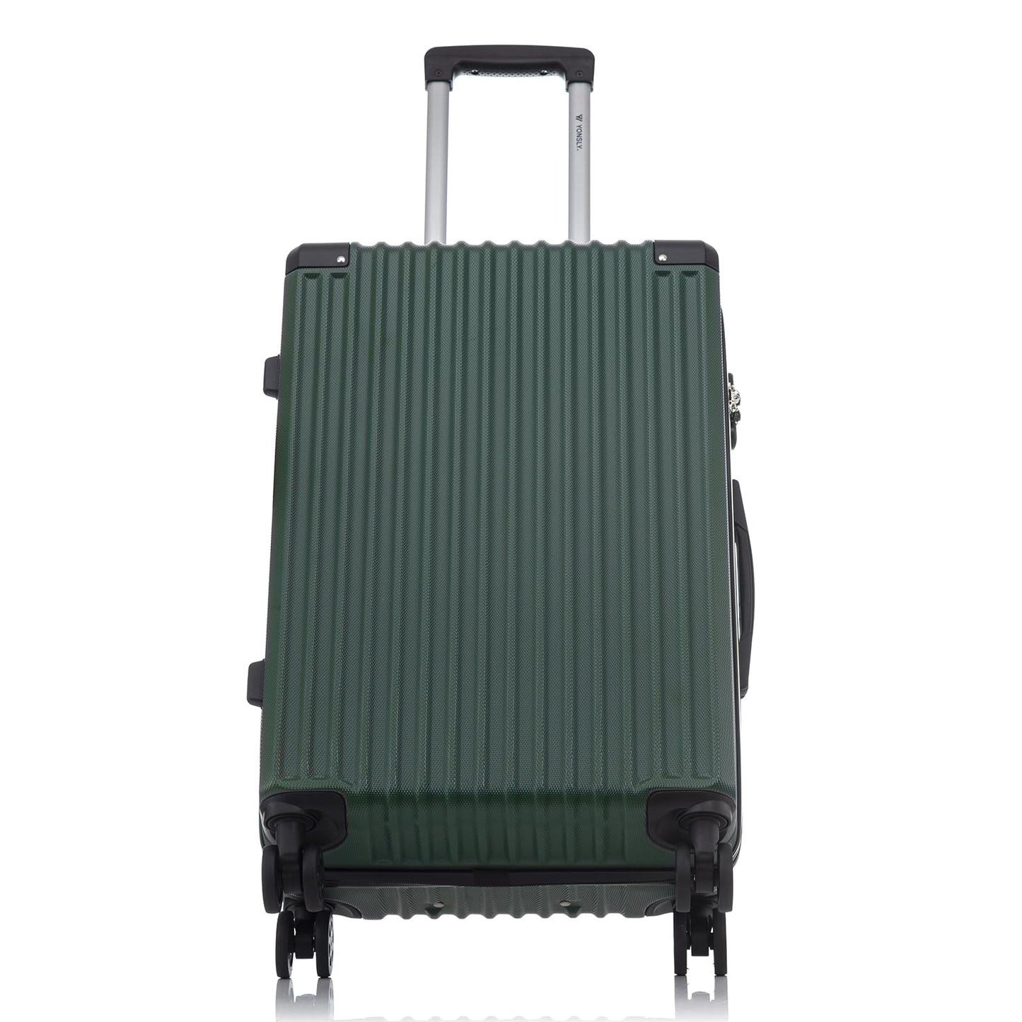 yonsly Trolley Reisekoffer Suitcase, Rollkoffer Handgepäck ABS Hartschalen mit 4 Rollen 360°, Sicherheitsschloss, Weicher Gummigriff, 210D-Futter (L, Dunkelgrün)