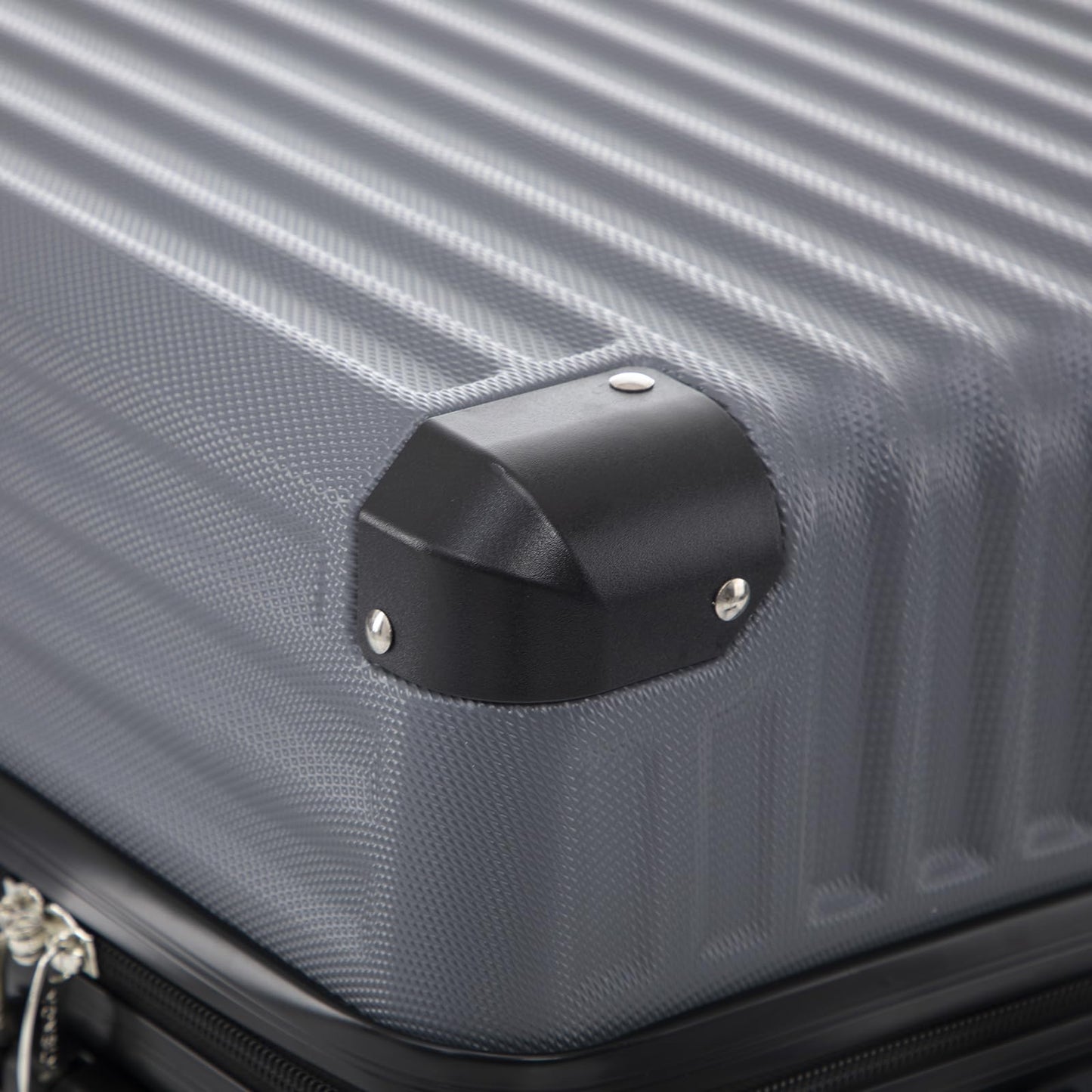 yonsly Trolley Reisekoffer Suitcase, Rollkoffer Handgepäck ABS Hartschalen mit 4 Rollen 360°, Sicherheitsschloss, Weicher Gummigriff, 210D-Futter (S, Grau)