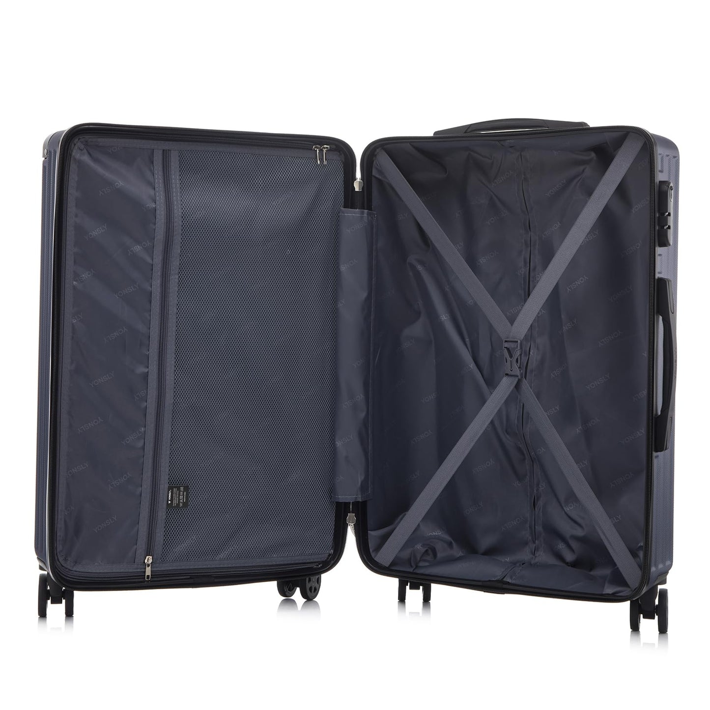 yonsly Trolley Reisekoffer Suitcase, Rollkoffer Handgepäck ABS Hartschalen mit 4 Rollen 360°, Sicherheitsschloss, Weicher Gummigriff, 210D-Futter (S, Dunkelblau)