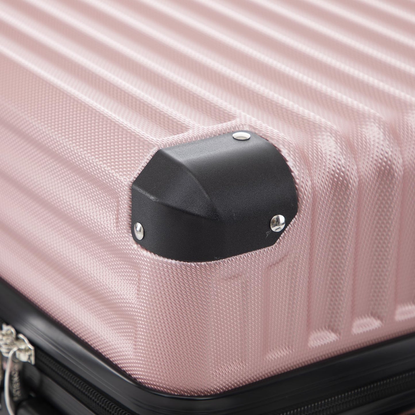yonsly Trolley Reisekoffer Suitcase, Rollkoffer Handgepäck ABS Hartschalen mit 4 Rollen 360°, Sicherheitsschloss, Weicher Gummigriff, 210D-Futter (XL, Roségold)