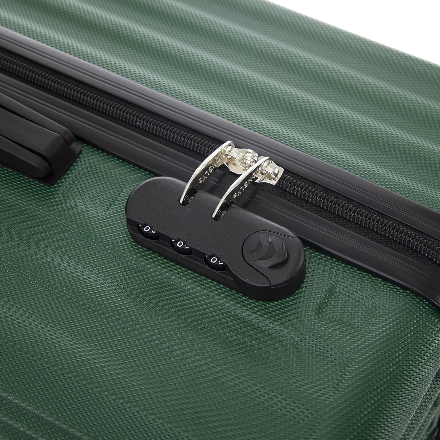 yonsly Trolley Reisekoffer Suitcase, Rollkoffer Handgepäck ABS Hartschalen mit 4 Rollen 360°, Sicherheitsschloss, Weicher Gummigriff, 210D-Futter (L, Dunkelgrün)
