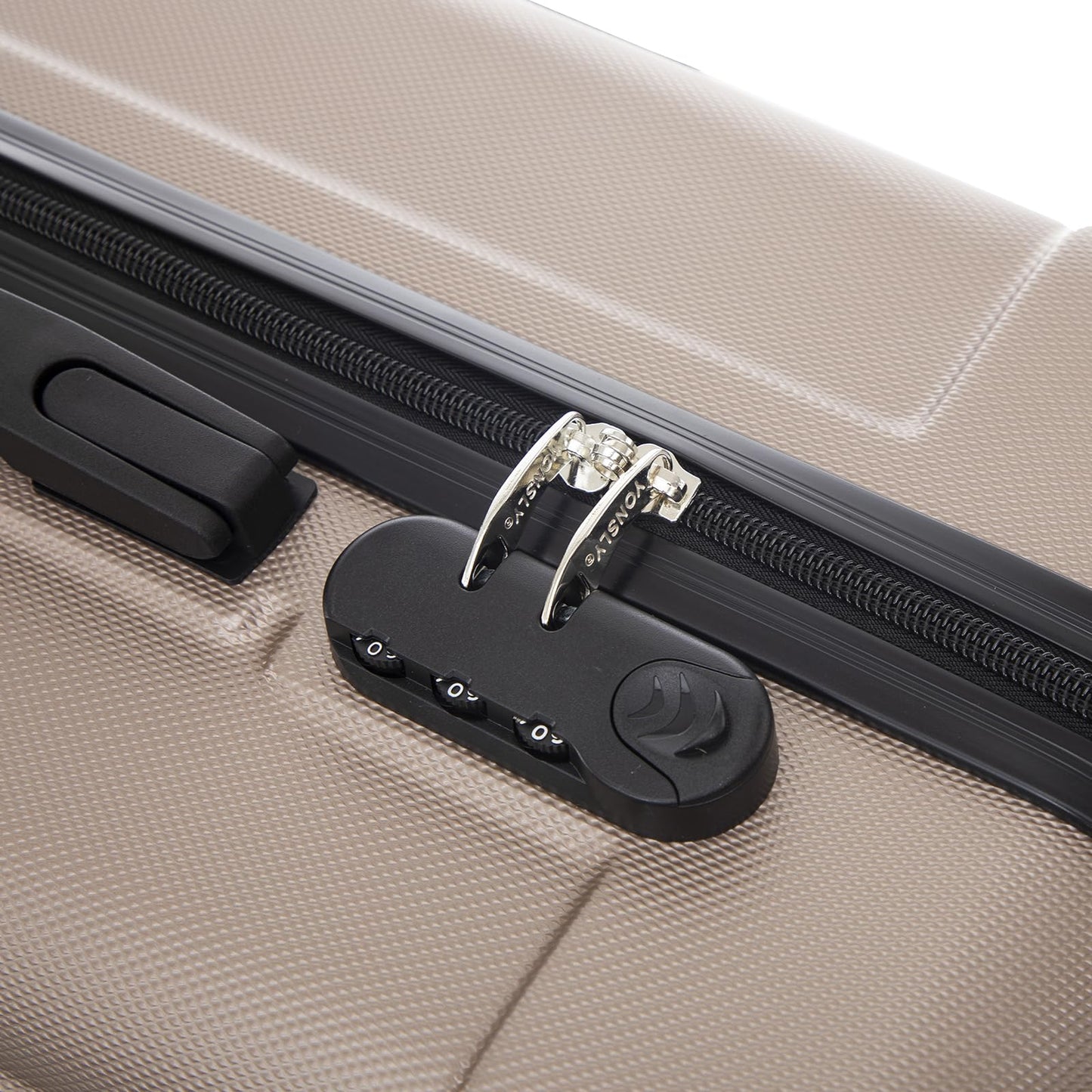 yonsly Koffer Suitcase Set, Trolley Reisekoffer, Rollkoffer Handgepäck mit 4 Rollen 360°, ABS Hartschalen, Sicherheitsschloss, Weicher Gummigriff, 210D-Futter (4er Set, S,M,L&XL, Champagner)