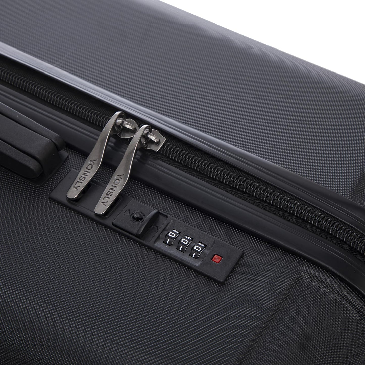 yonsly Koffer Trolley Reisekoffer Suitcase Set, Rollkoffer Handgepäck, Kofferset, Gepäckset mit 4 Rollen 360°, ABS Hartschalen, Zahlenschloss, Weicher Gummigriff (3er Set, M,L&XL, Schwarz)