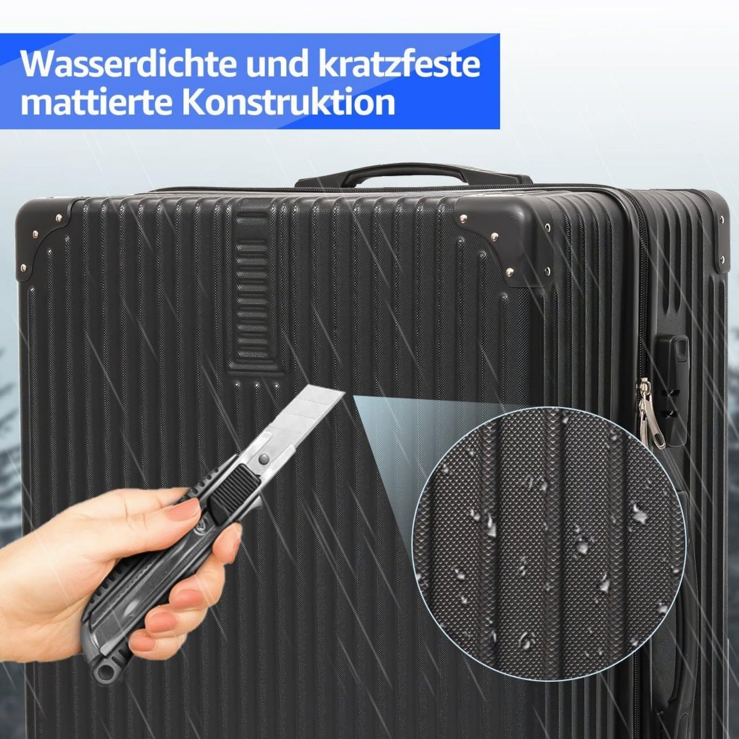 yonsly® Hartschalen Koffer Suitcase, Trolley Reisekoffer, Rollkoffer Handgepäck mit 4 Rollen, Passwortsperre, Teleskopgriff, XL(28″), Silber