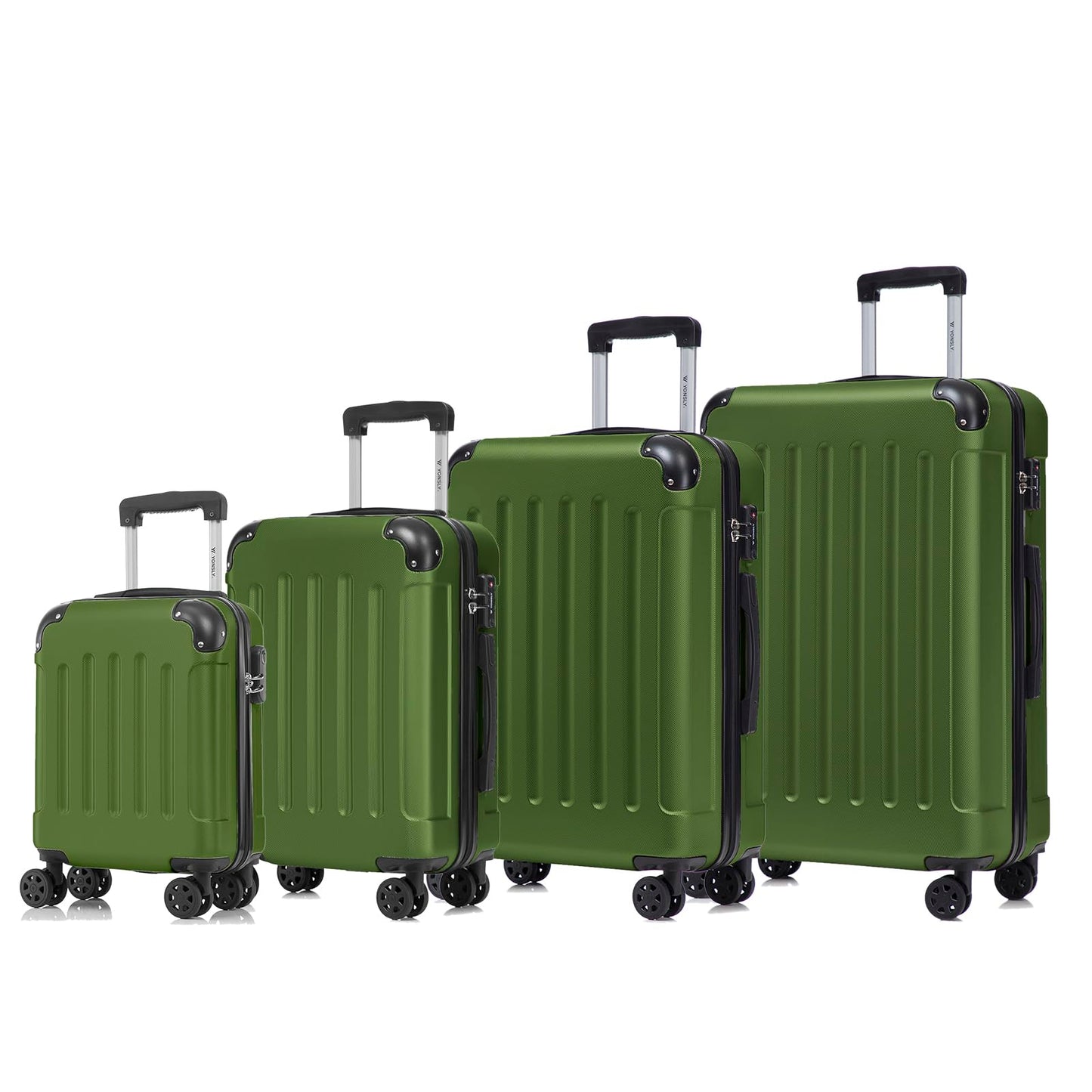 YONSLY® Premium Luggage, TSA Lock YKK Zipper Hardside Suitcase Trolley Cabin Luggage Roller Suitcase Carry-On 4 Wheels (S-M-L-XL-Set)