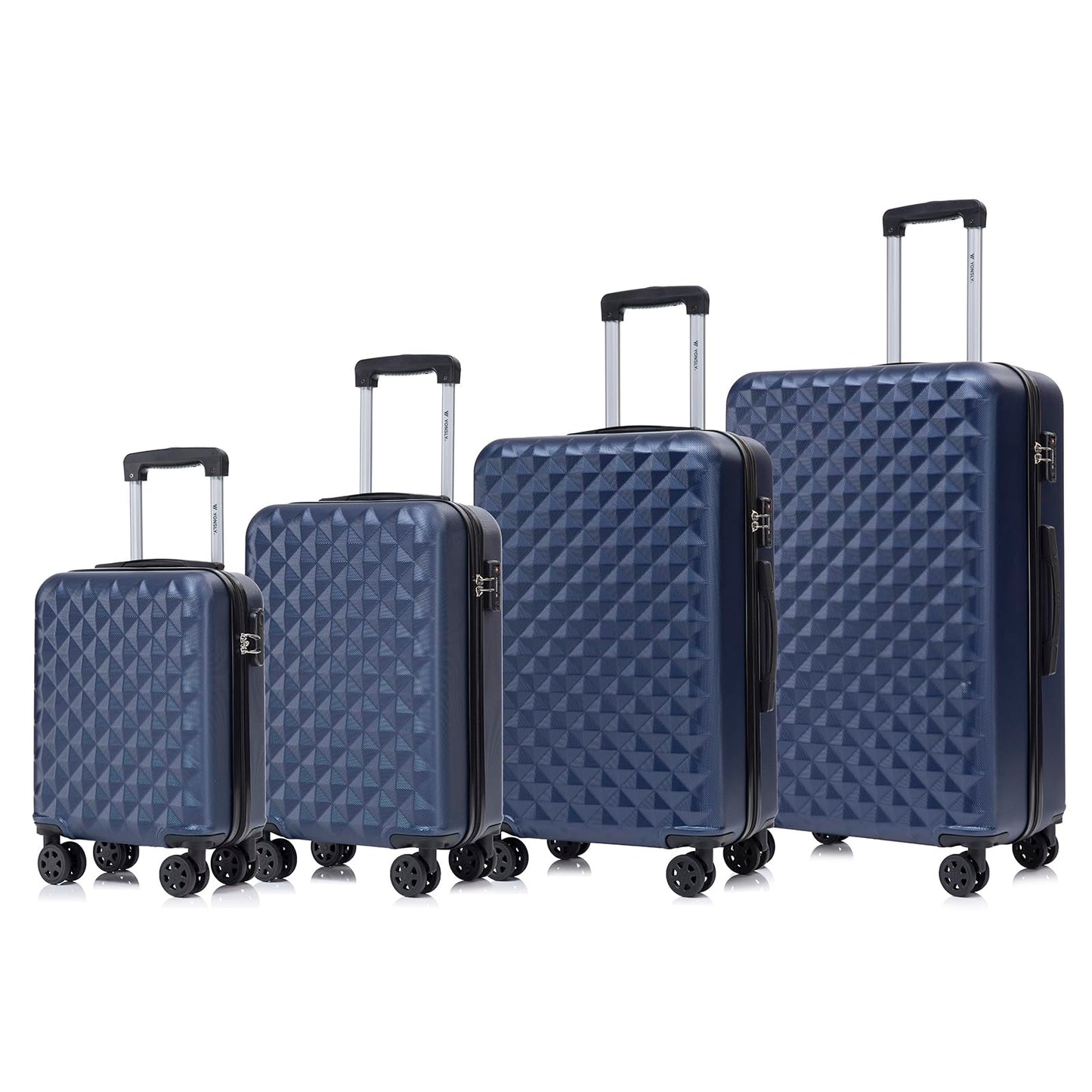 YONSLY® Premium Travel Suitcase TSA Lock, Hard-Shell Suitcase Trolley Cabin Suitcase Rolling Suitcase Hand Luggage 4 Wheels (S-M-L-XL Set)