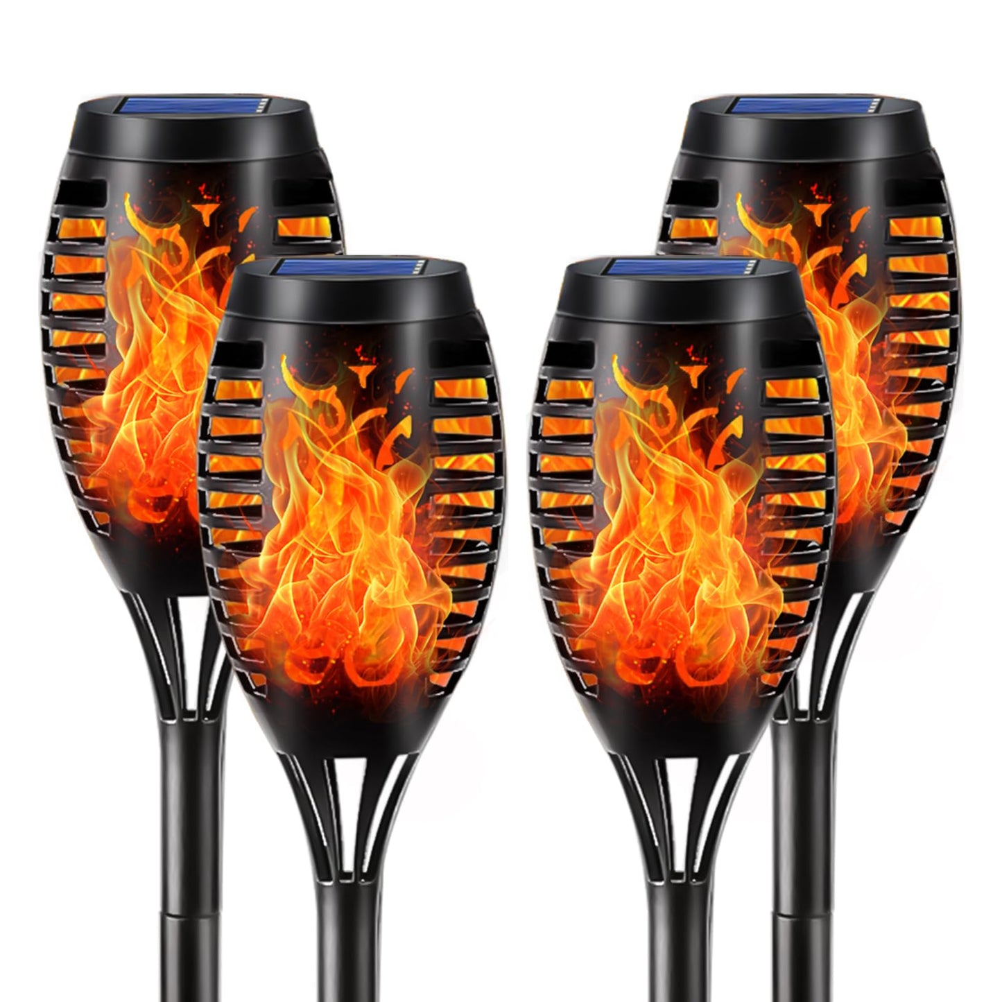 LQWELL® Solar Lights Solar Torch Light for Outdoor Garden, 12 LED Solar Lamp with Realistic Flame Effect, IP65 Waterproof for Path, Backyard and Lawn, Available in Various Sets