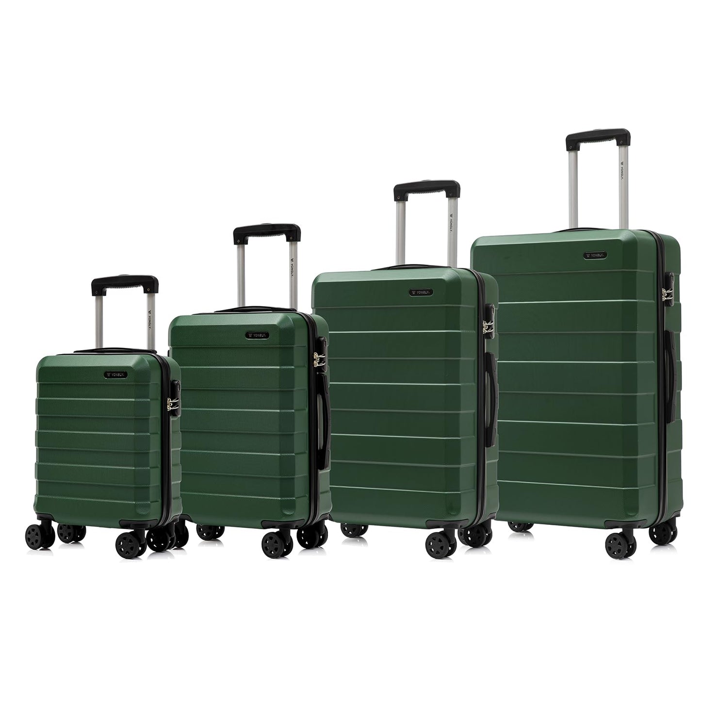 yonsly Trolley Reisekoffer Set, Rollkoffer Handgepäck, Kofferset, Gepäckset Travel Suitcase Hartschalenreisekoffer mit 4 Rollen 360°, Zahlenschloss, Weicher Gummigriff (4er Set, S,M,L&XL)