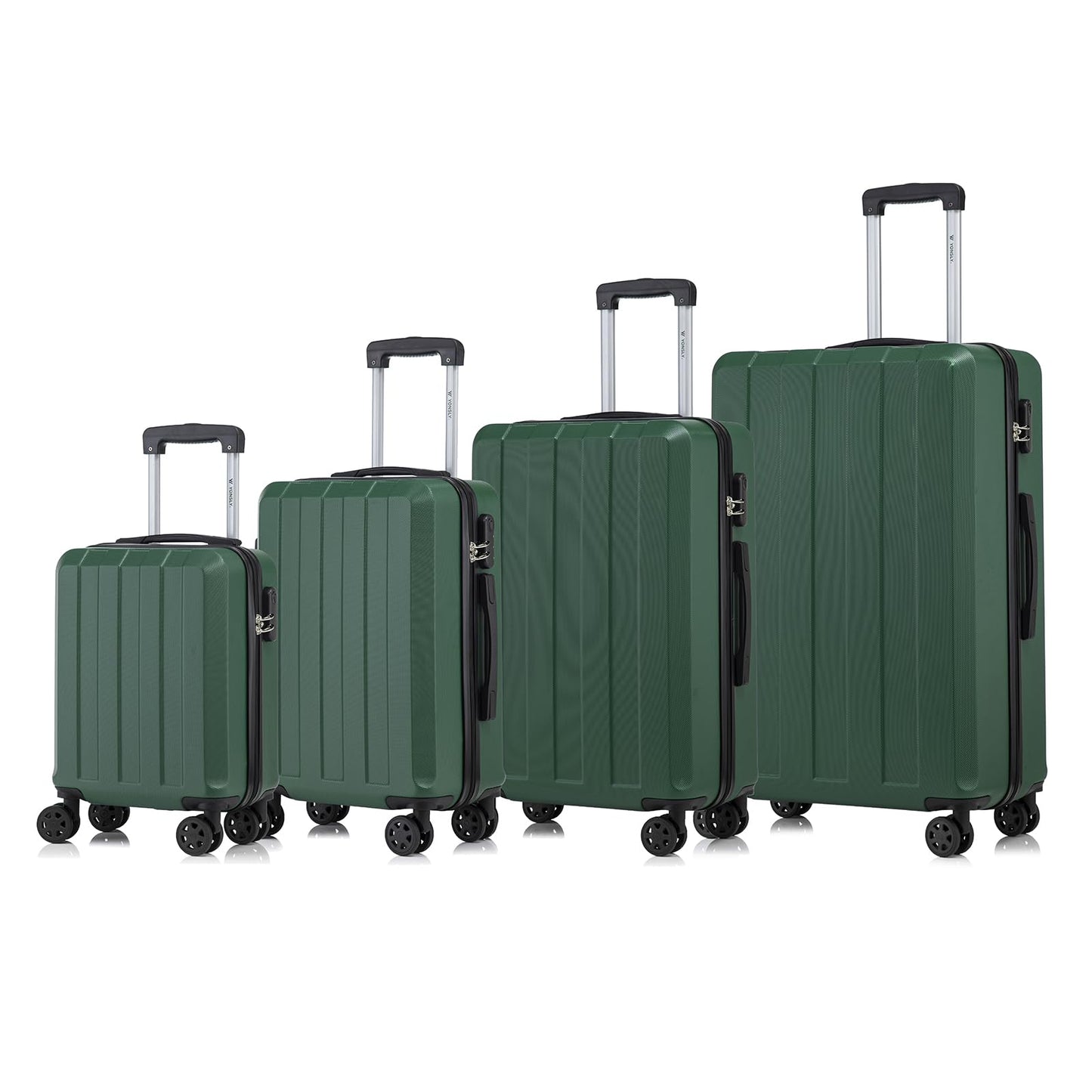 YONSLY® Trolley Suitcase Set, Travel Rolling Suitcase Hand Luggage, Luggage Set, Hardshell Suitcase with 4 360° Wheels, Combination Lock, Soft Rubber Handle (4-Piece Set, S,M,L&XL)