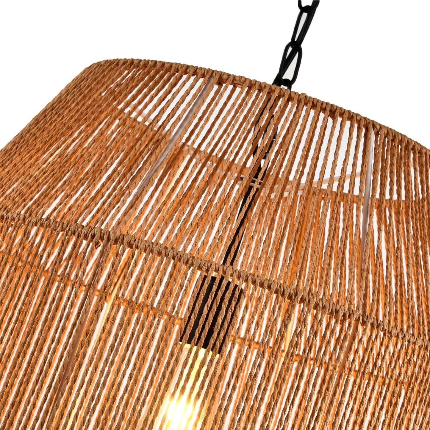 LQWELL® E27 Pendant Lamp, Retro Pendant Light 1-Bulb, Linen Black Brown Chandelier for Living Room Bedroom Dining Room Bar Hotel Shop Studio Cafes